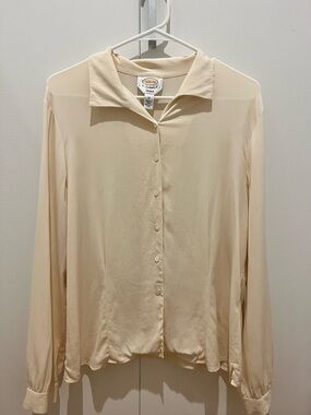 Talbots Soft Cream Button-Down Long Sleeve Shirt gently worn